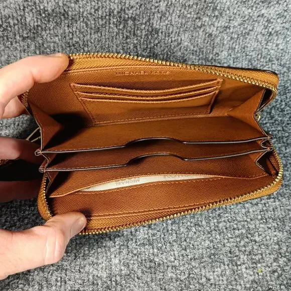 Michael Kors Wristlet Wallet Womens Yellow Embossed Faux Snakeskin Clutch Purse - Picture 3 of 6